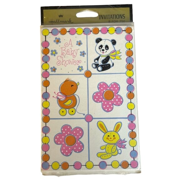 3 Hallmark Baby Shower Invitations 8 Packs Animal Design New Sealed Pink Yellow - Picture 6 of 7